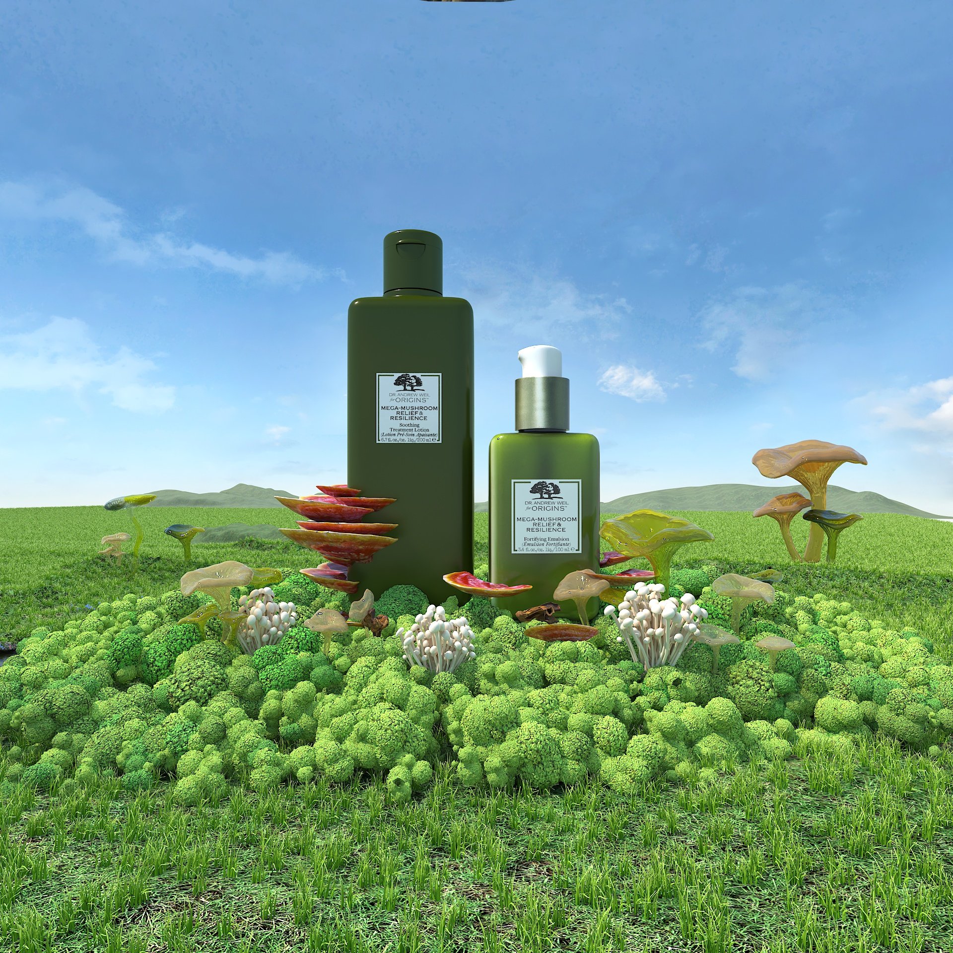 Origins Mega-Mushroom CGI product render by Source Creative