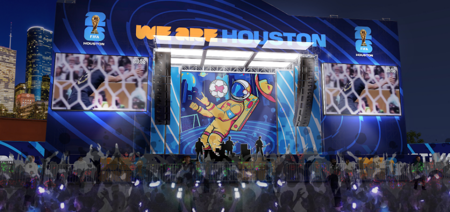 We Are Houston FIFA fan-fest stage designed by Source Creative